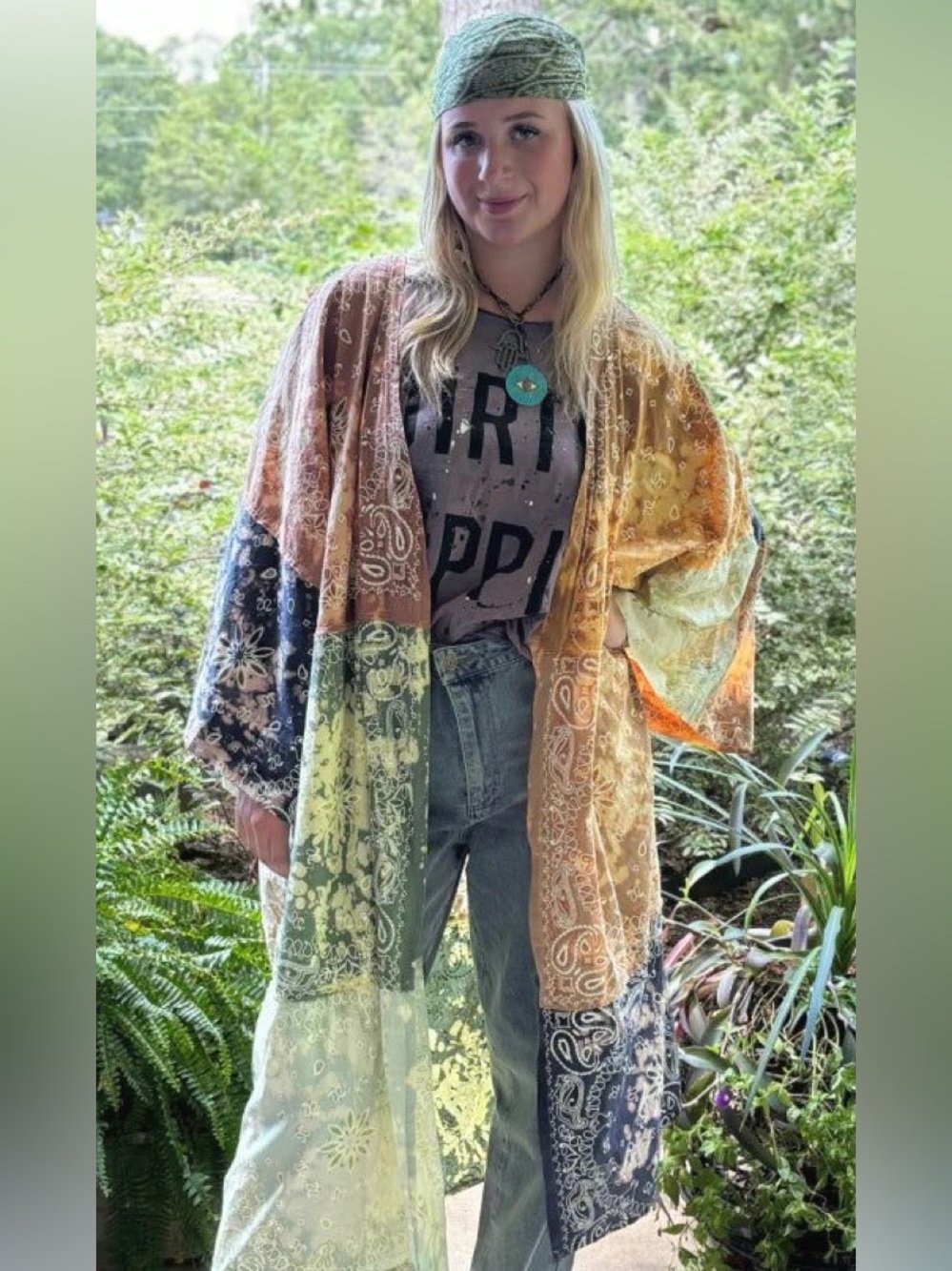 Jaded gypsy Boho Patchwork Bandana Kimono - Multicolor